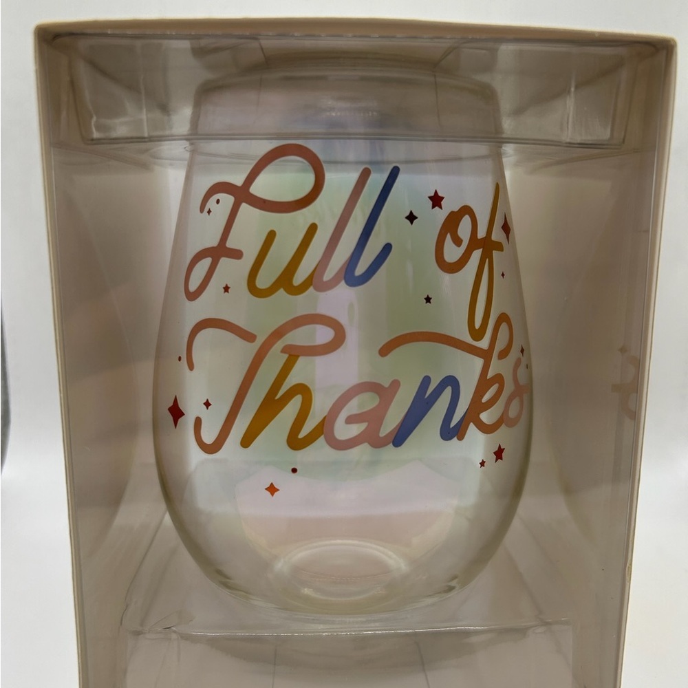 NIB Full of Thanks Stemless Wine Glass - holds full bottle of wine🍷